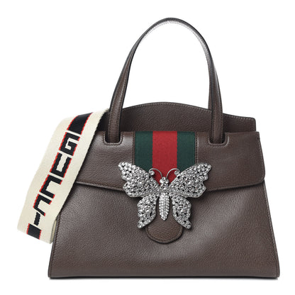 Gucci Textured Calfskin Web Crystal Butterfly Stripe Medium Totem Top Handle Bag New Acero 1 of 11