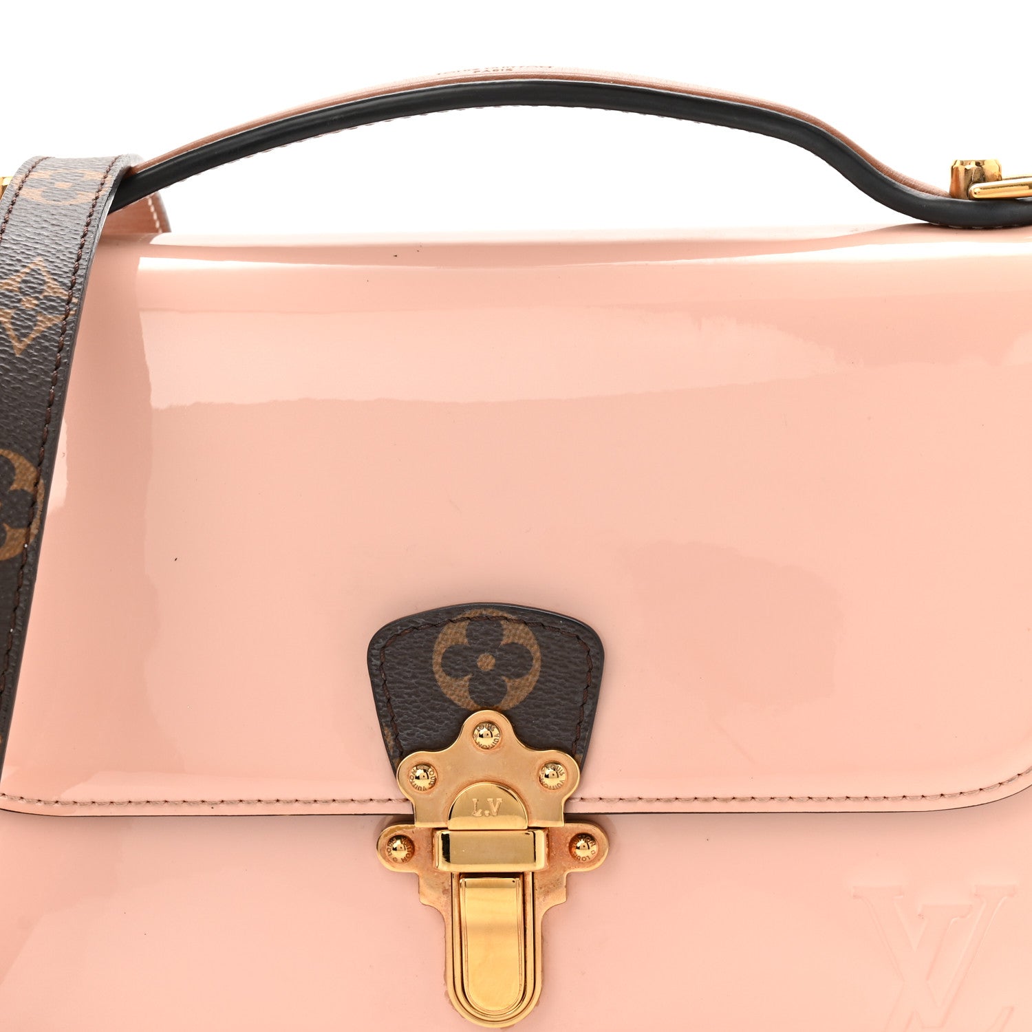 Louis Vuitton Patent Calfskin Monogram Cherrywood BB Rose Ballerine 6 of 12