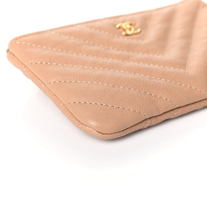 Chanel Crumpled Calfskin Chevron Quilted Small Cosmetic Case Dark Beige 8 of 9