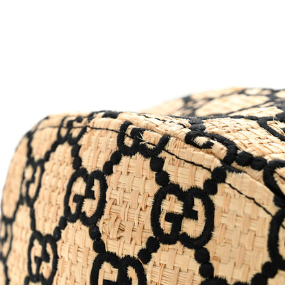 Gucci Raffia Elaphe Interlocking GG Embroidered Fedora Hat M Ivory Black 10 of 11