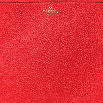 Valentino Garavani Pebbled Calfskin Large Rockstud Flat Zip Pouch Rouge Pur 7 of 7