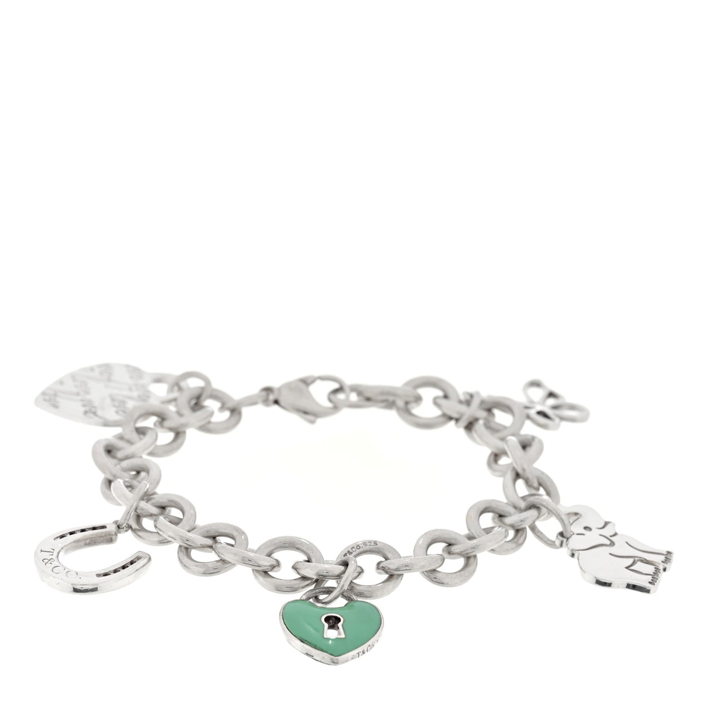 Sterling Silver Enamel Five Charm Bracelet Blue