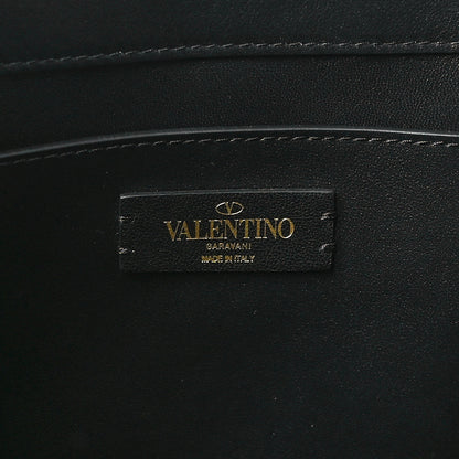 Valentino Garavani Calfskin Ostrich Feather Roman Stud VLogo Tote Black 6 of 9