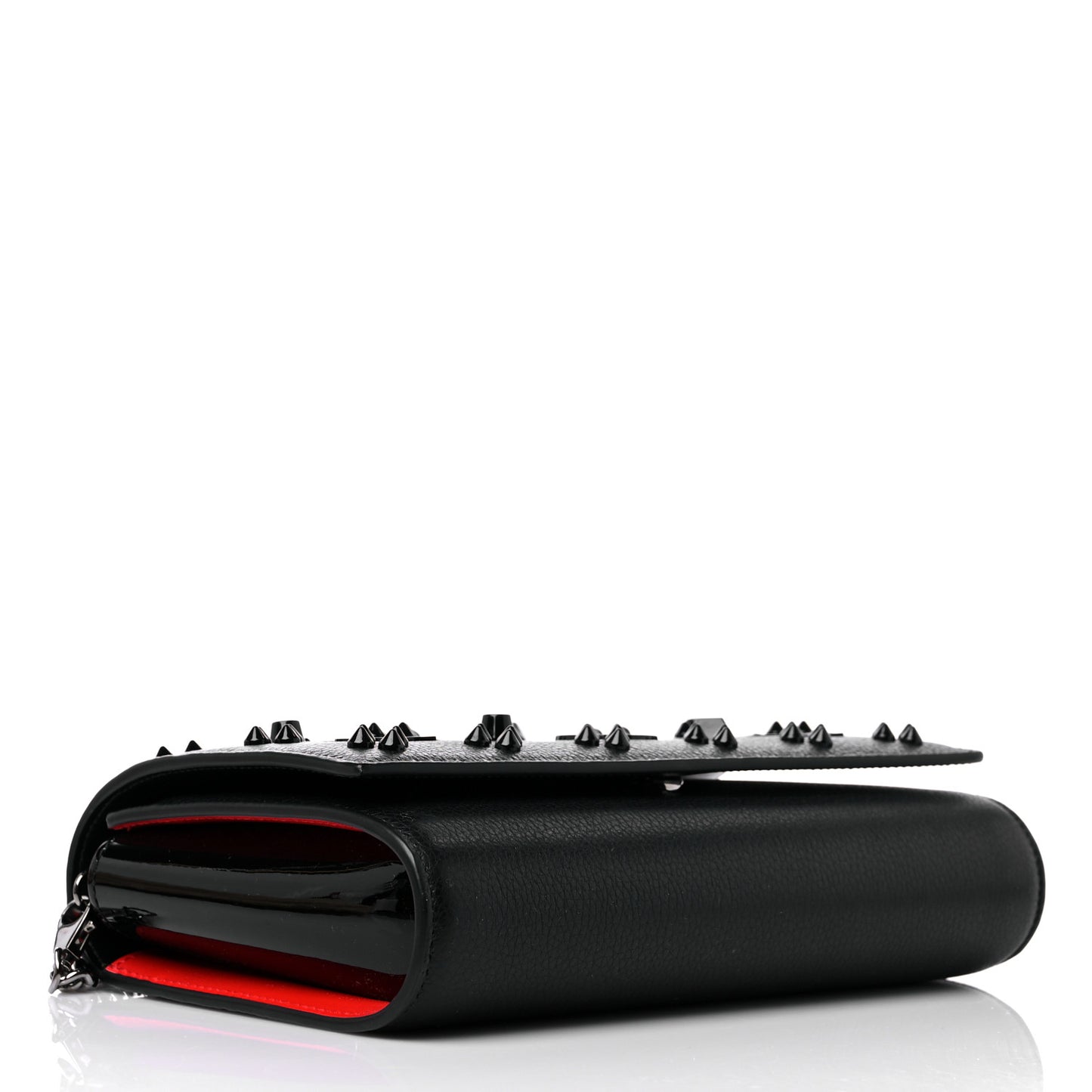 Calfskin Spikes Loubinthesky Paloma Clutch Black