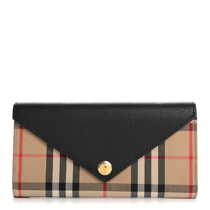 Burberry Vintage Check Grain Calfskin Halton Wallet Black 1 of 10