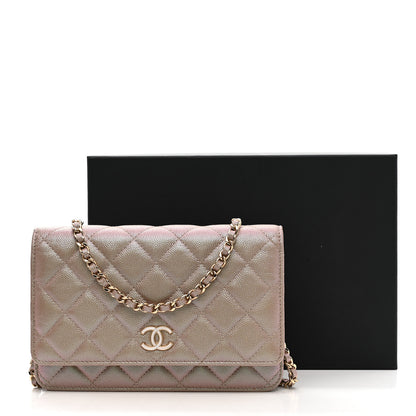 Chanel Iridescent Caviar Quilted Wallet on Chain WOC Beige 11 of 11