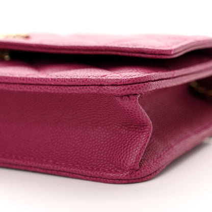 Chanel Caviar Quilted Chain CC Quilted Wallet On Chain WOC Fuchsia 11 of 12