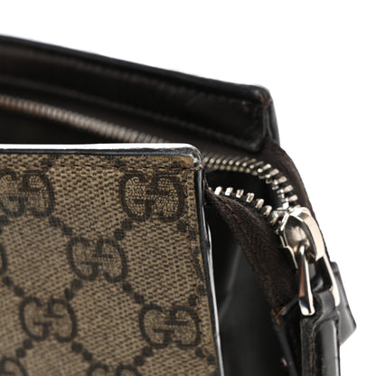 Gucci GG Supreme Monogram Selleria Calfskin Web New Web Cosmetic Case Beige Ebony Cocoa 8 of 11