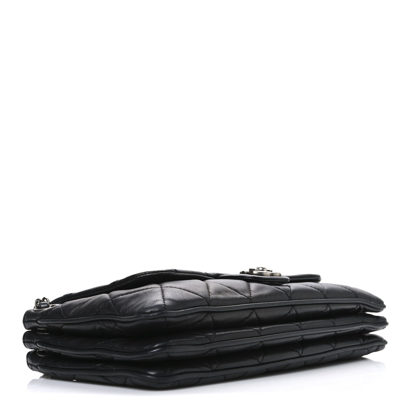 Lambskin Quilted Chanel 3 Accordion Flap Bag Black