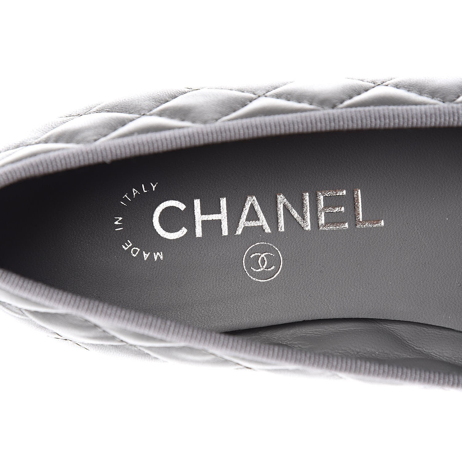 Chanel Lambskin Quilted CC Ballerina Flats 38 Grey 7 of 9