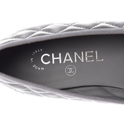 Chanel Lambskin Quilted CC Ballerina Flats 38 Grey 7 of 9