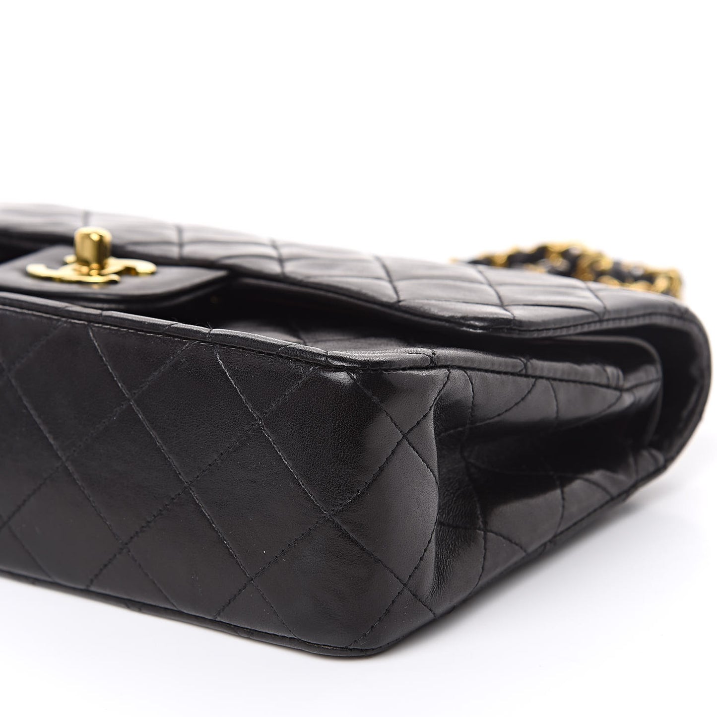 Lambskin Quilted Small Double Flap Black