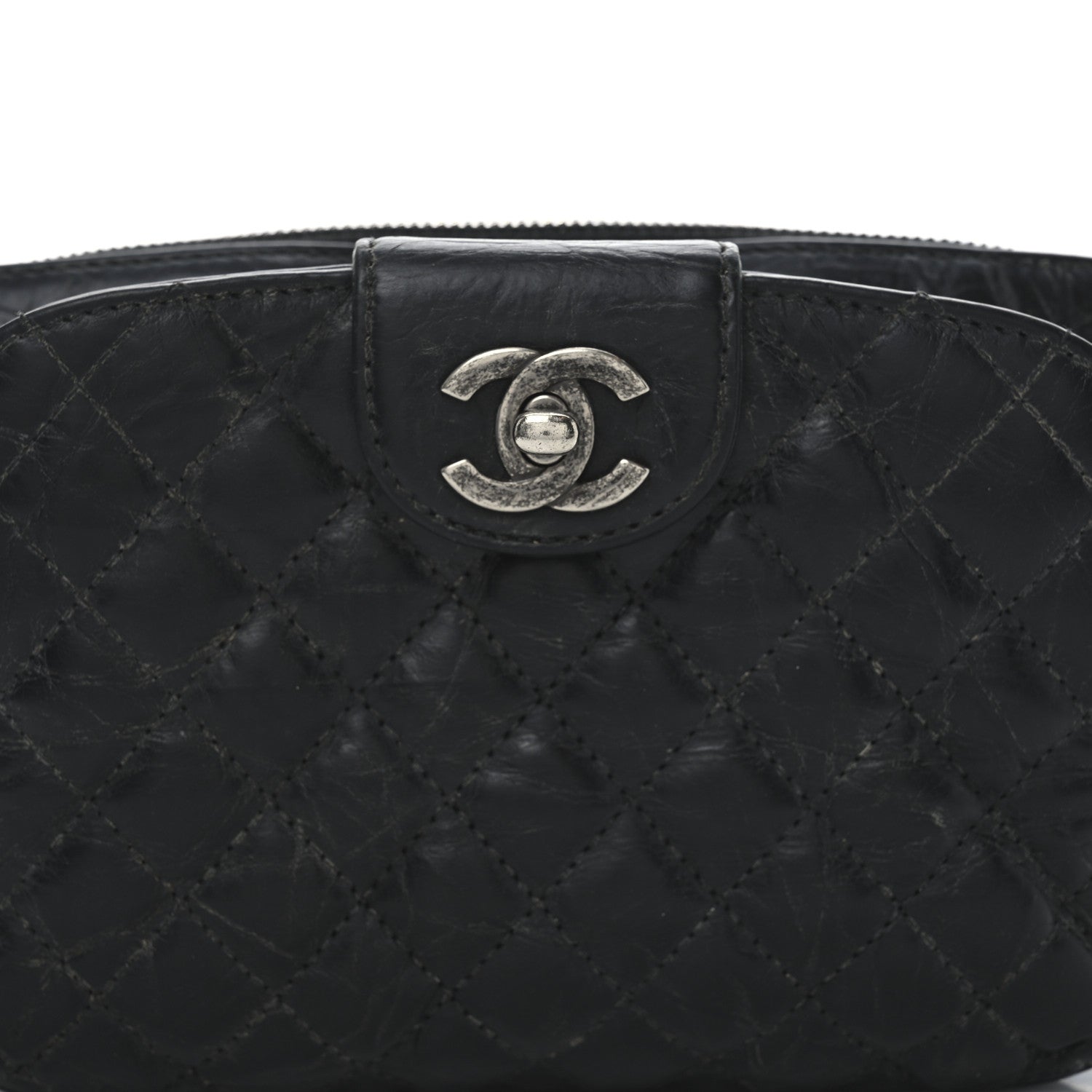 Chanel Crumpled Calfskin Quilted Casual Rock Waist Bag Fanny Pack Black 8 of 10