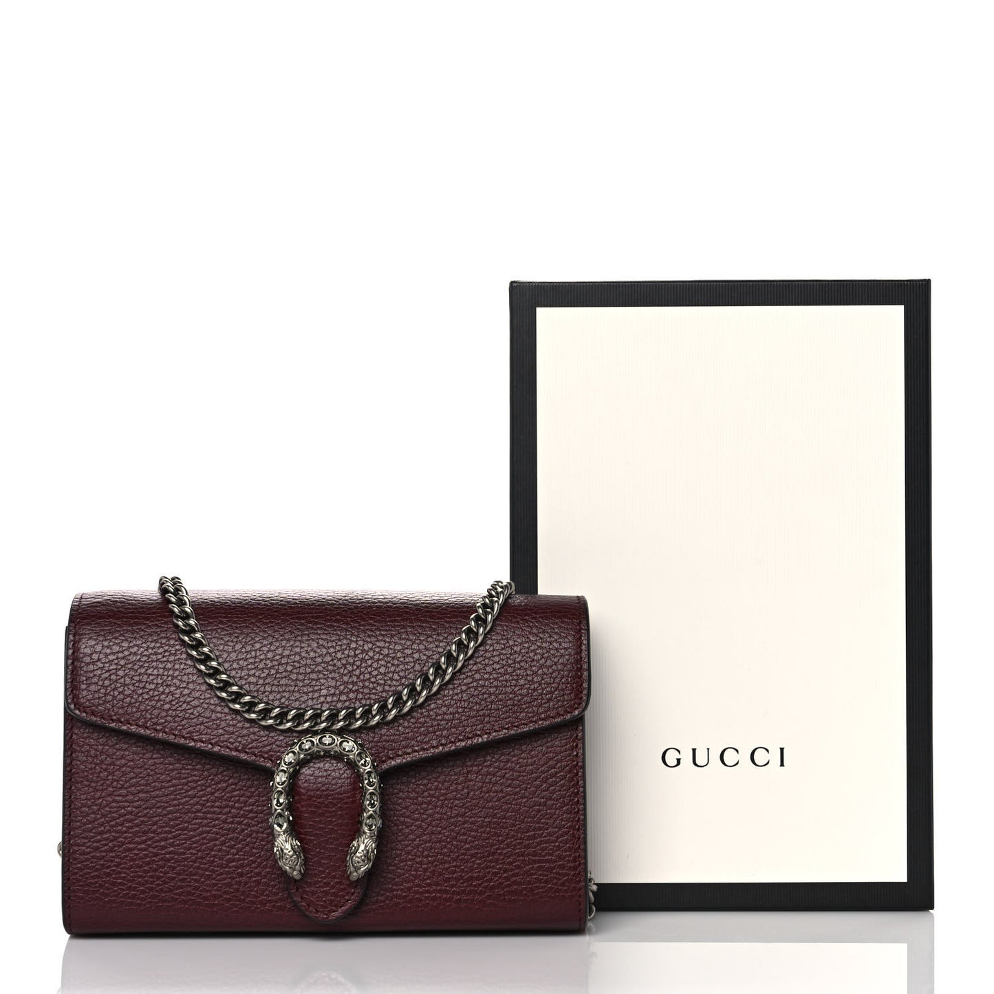 Dollar Calfskin Crystal Mini Dionysus Chain Wallet Vintage Bordeaux