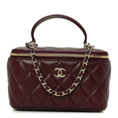 Chanel Lambskin Quilted Small Top Handle Vanity Case With Chain Burgundy 1 of 10