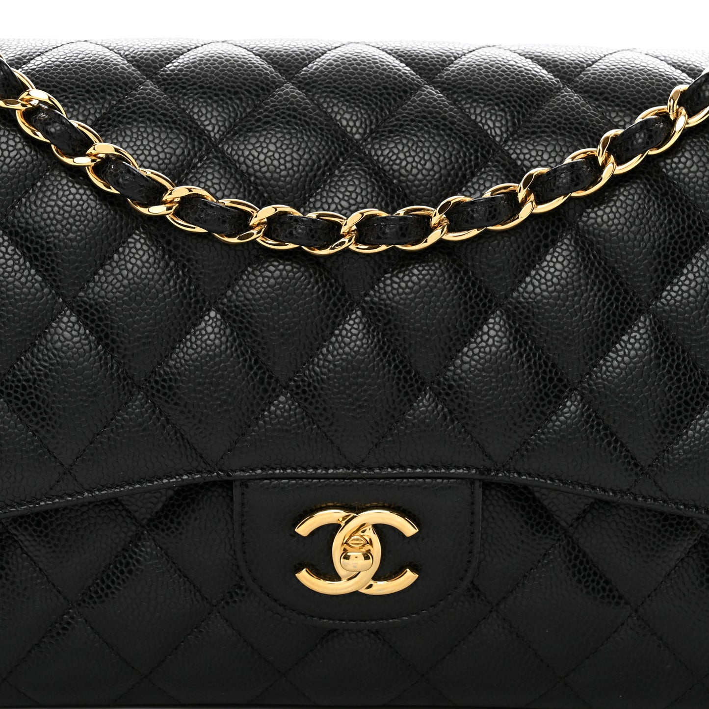 Caviar Quilted Jumbo Double Flap Black