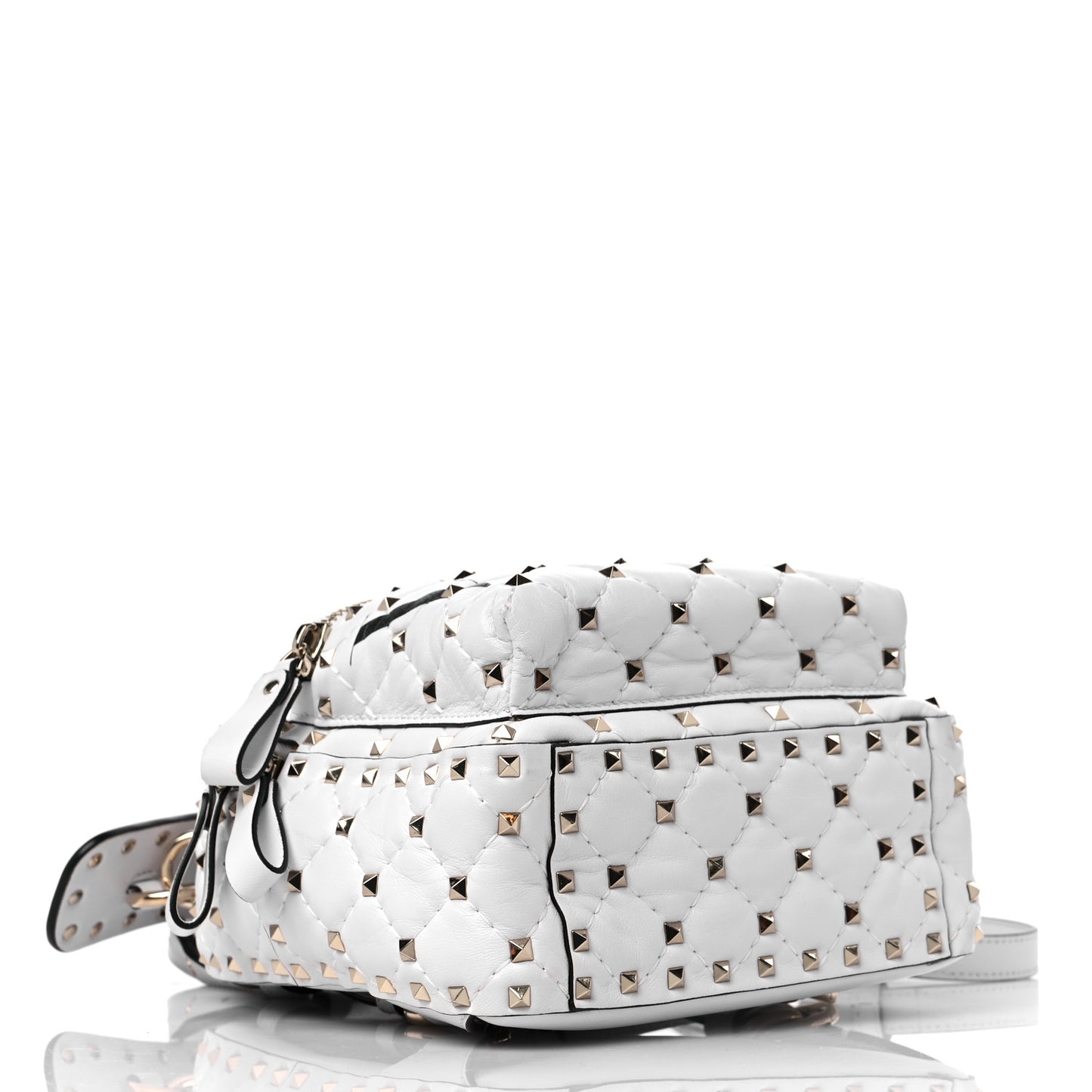Lambskin VLTN Print Quilted Mini Rockstud Spike Backpack White