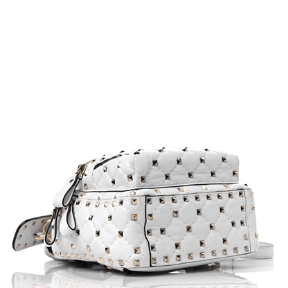 Valentino Garavani Lambskin VLTN Print Quilted Mini Rockstud Spike Backpack White 4 of 9