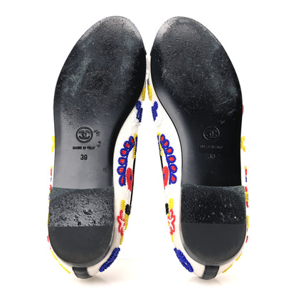 Chanel Mesh Pearl Grosgrain Cap Toe CC Coco Beach Ballerina Flats 39 Multicolor Black 6 of 9