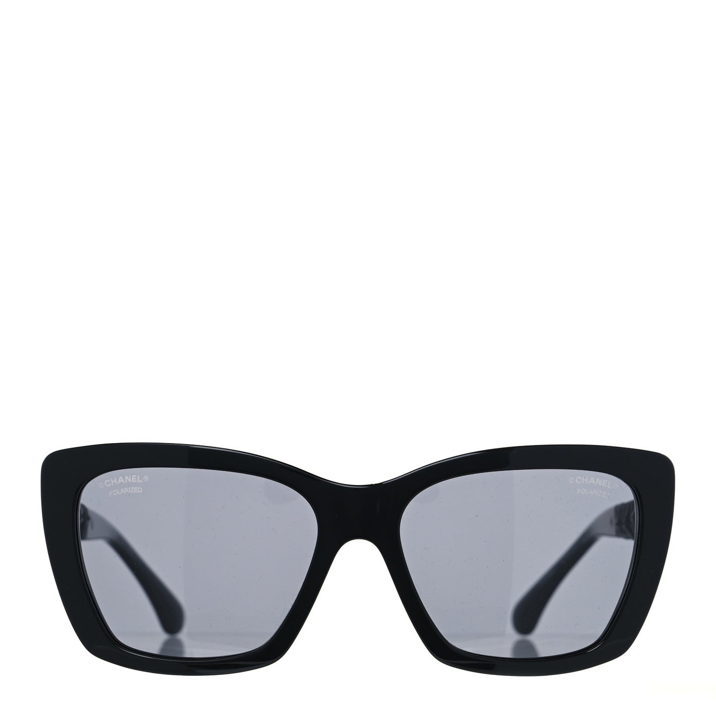 Acetate Calfskin Polarized Square Sunglasses 5476-Q-A Black