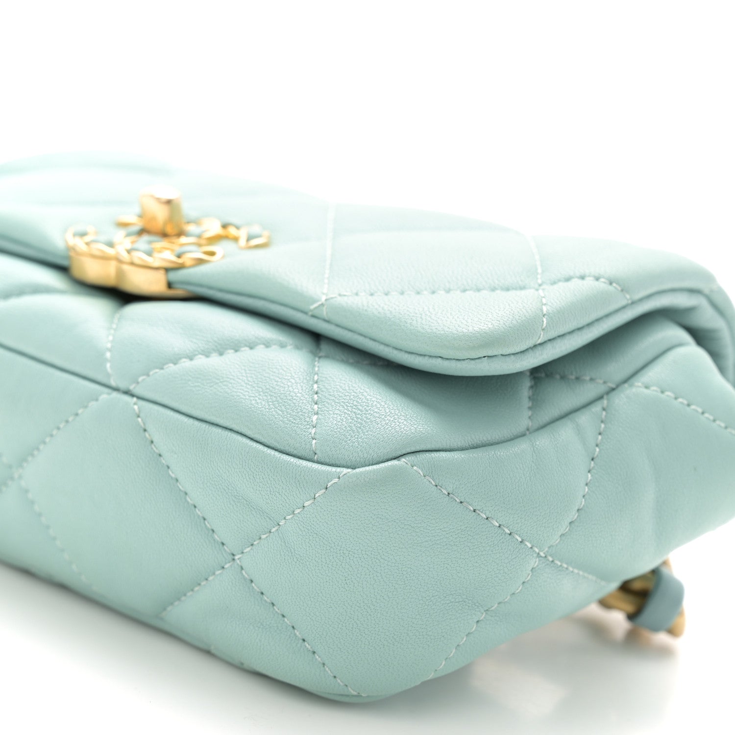Chanel Lambskin Quilted Chanel 19 Waist Bag Light Blue 10 of 10