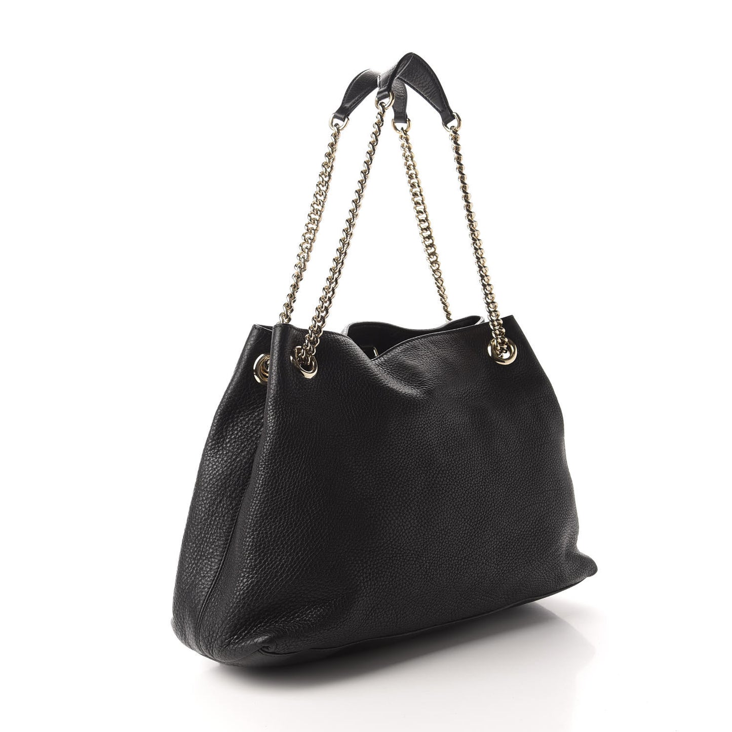Pebbled Calfskin Medium Soho Chain Shoulder Bag Black