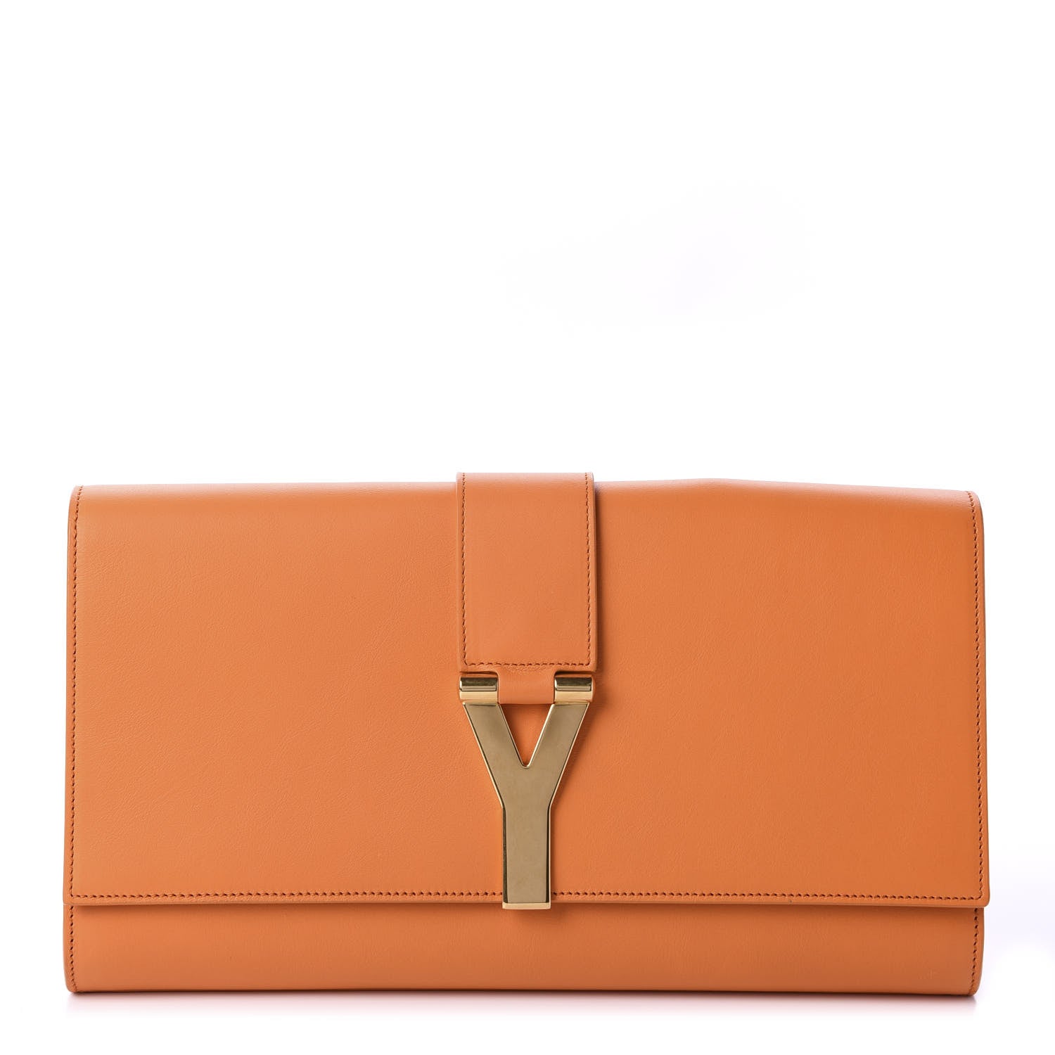 Saint Laurent Calfskin Classic Y Ligne Clutch Orange 1 of 12