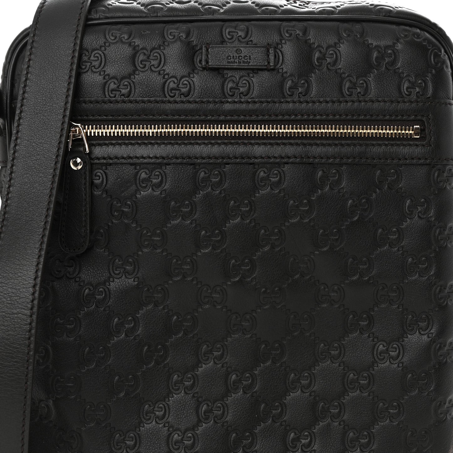 Guccissima Flat Messenger Bag Dark Brown