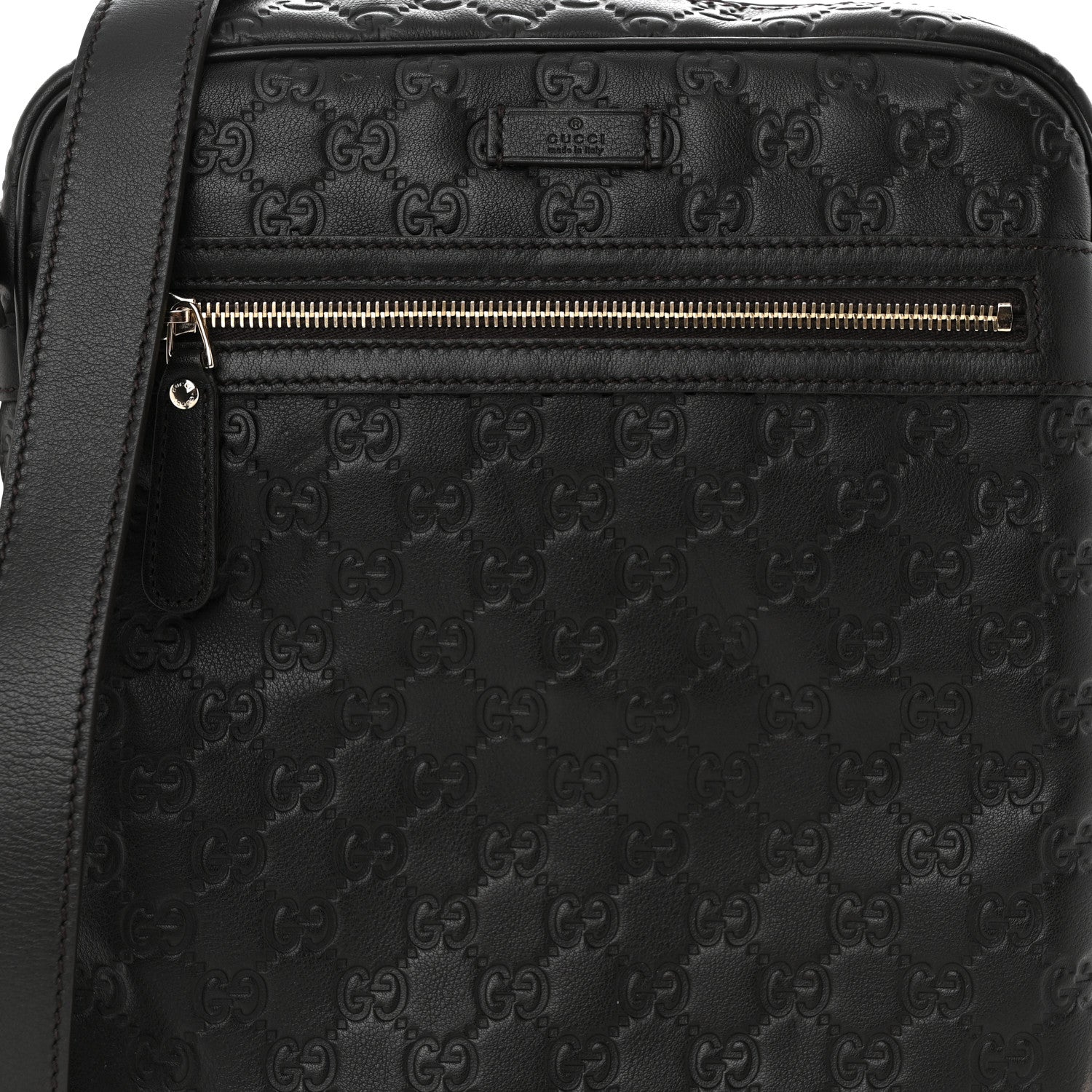 Gucci Guccissima Flat Messenger Bag Dark Brown 8 of 11