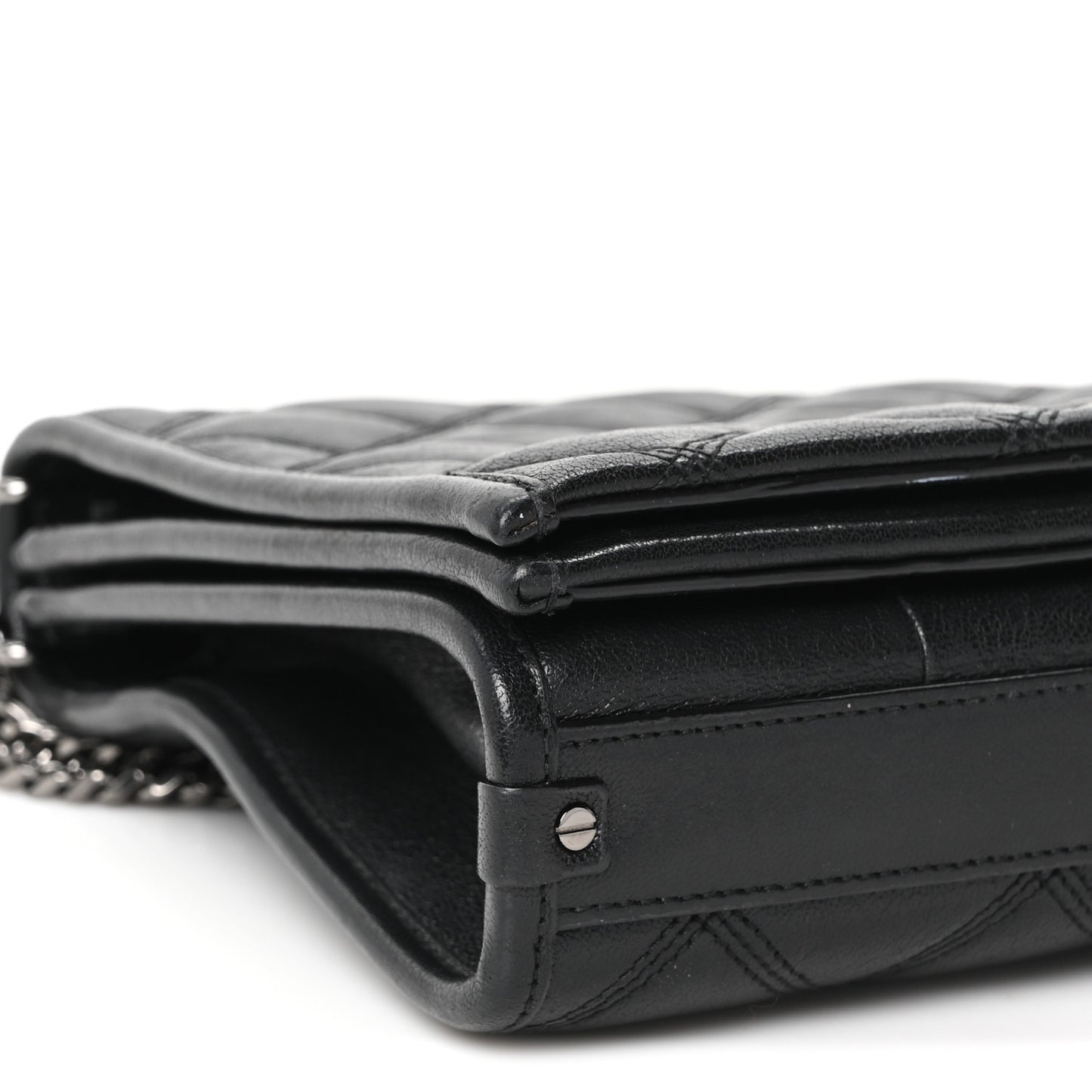 Lambskin Quilted Mini Becky Chain Bag Black
