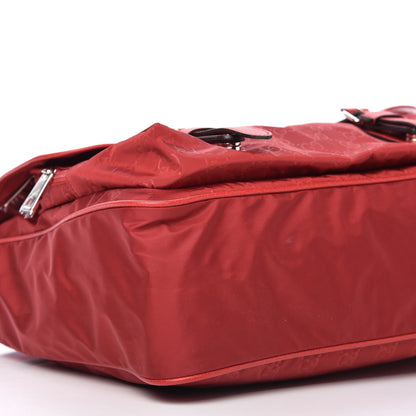 Gucci Nylon Monogram Double Buckle Flap Messenger Bag Vibrant Red 6 of 10