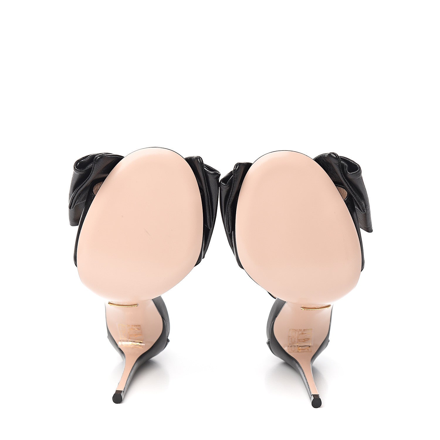 Gucci Nappa Ilse Pleated Bow Sandals 35.5 Black 5 of 9