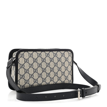 Gucci GG Supreme Monogram Textured Dollar Calfskin Mini Retro Interlocking G Shoulder Bag Beige Blue 3 of 11