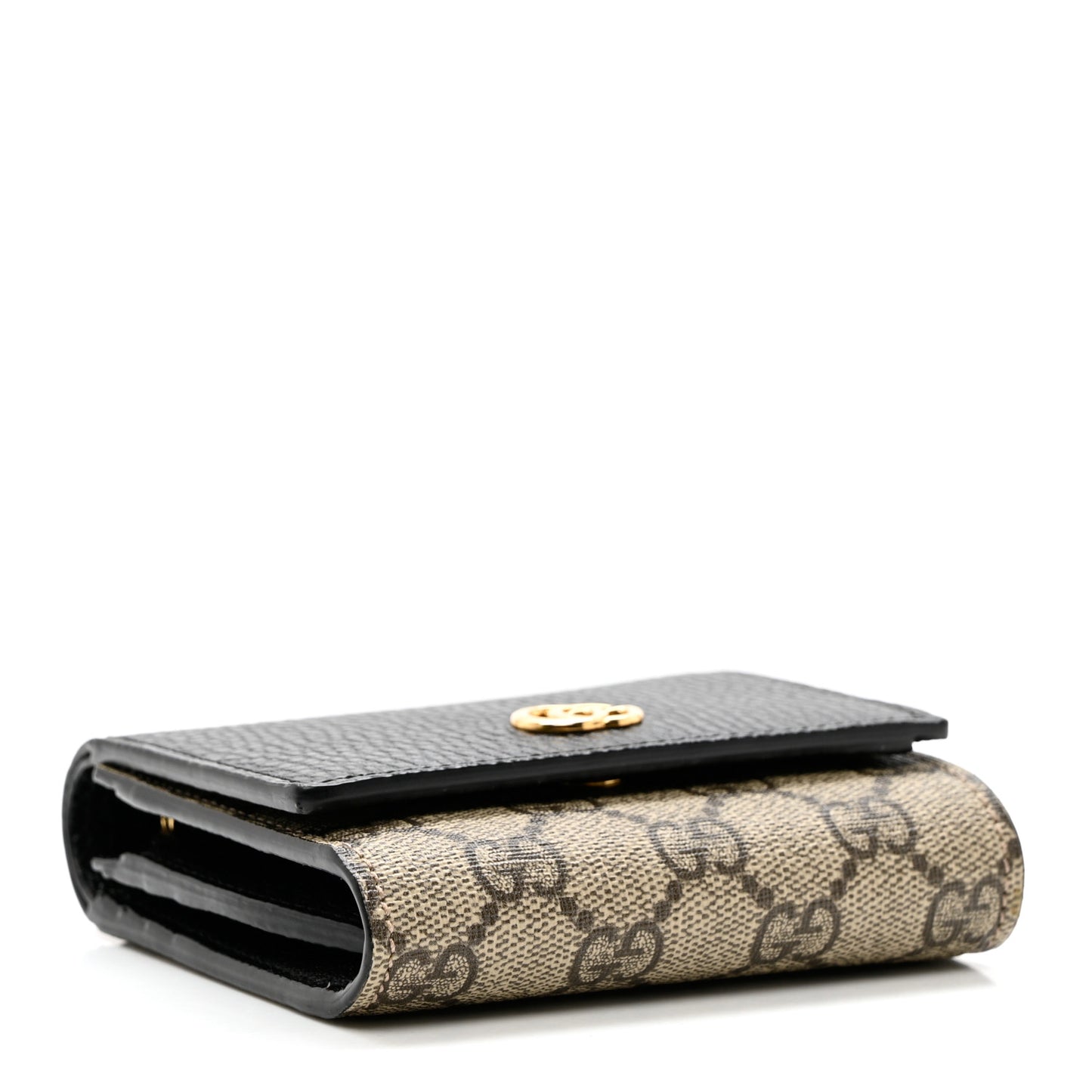Dollar Calfskin GG Supreme Monogram Medium GG Marmont Wallet Black Beige Ebony