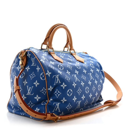Louis Vuitton Calfskin Monogram Speedy P9 Bandouliere 40 Blue 4 of 10