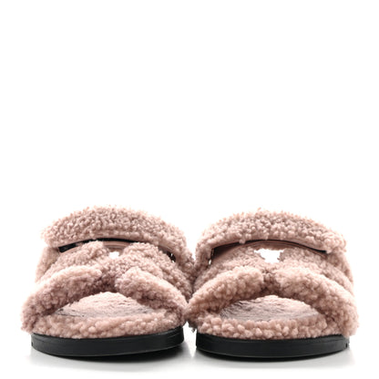 Hermes Woolskin Womens Chypre Sandals 36.5 Bois De Santal 2 of 9