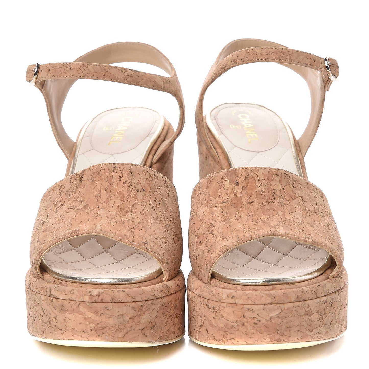 Cork Wedge Sandals 38 Brown