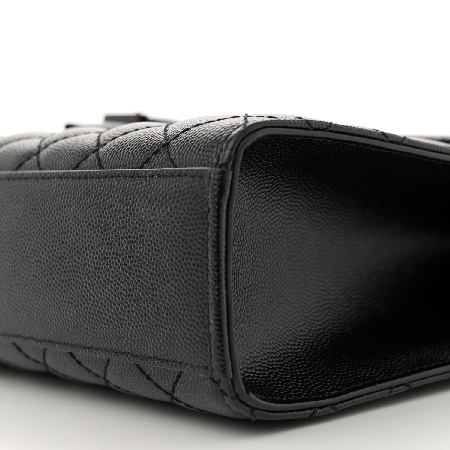 Saint Laurent Grain De Poudre Textured Mixed Matelasse Large Triquilt Monogram Monochrome Satchel Black 10 of 14