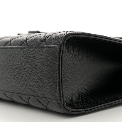 Saint Laurent Grain De Poudre Textured Mixed Matelasse Large Triquilt Monogram Monochrome Satchel Black 10 of 14