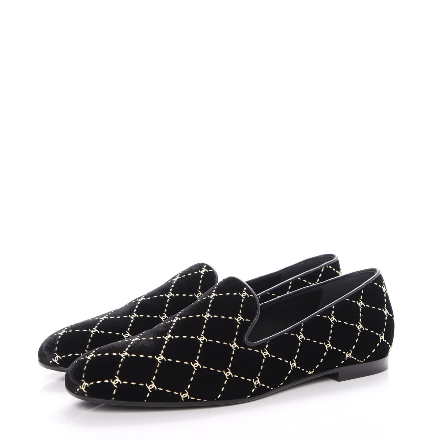 Velvet Moccasin Loafers 39.5 Black