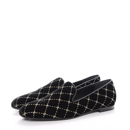 Chanel Velvet Moccasin Loafers 39.5 Black 3 of 9