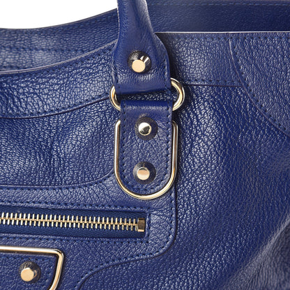 Balenciaga Chevre Gold Metallic Edge Hardware Bleu Roi 10 of 10