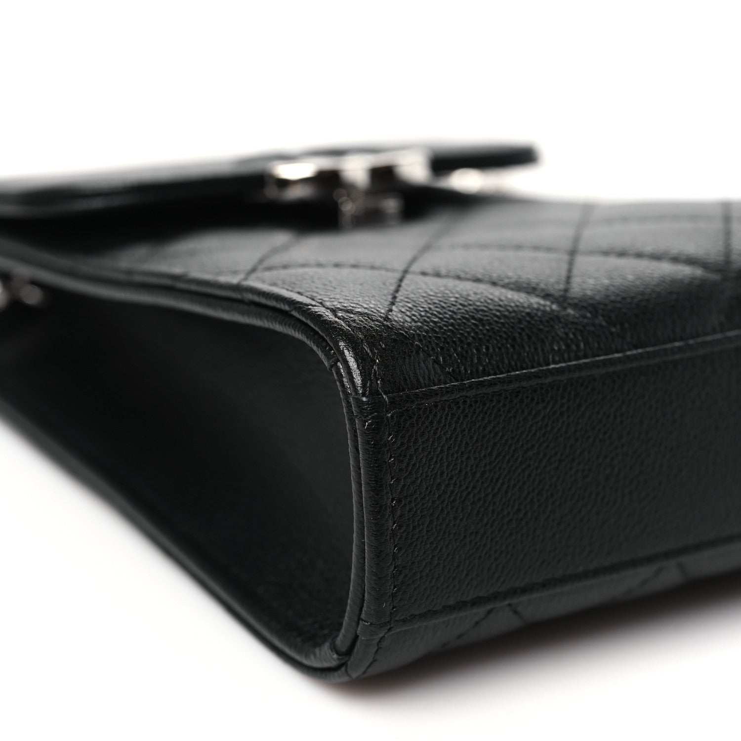 Chanel Grained Calfskin Quilted CC Box Clutch With Chain  Black 9 of 10