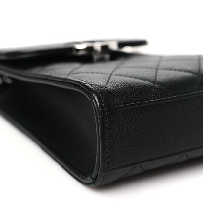 Chanel Grained Calfskin Quilted CC Box Clutch With Chain  Black 9 of 10