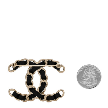 Chanel Lambskin Chain CC Brooch Black Gold 2 of 4