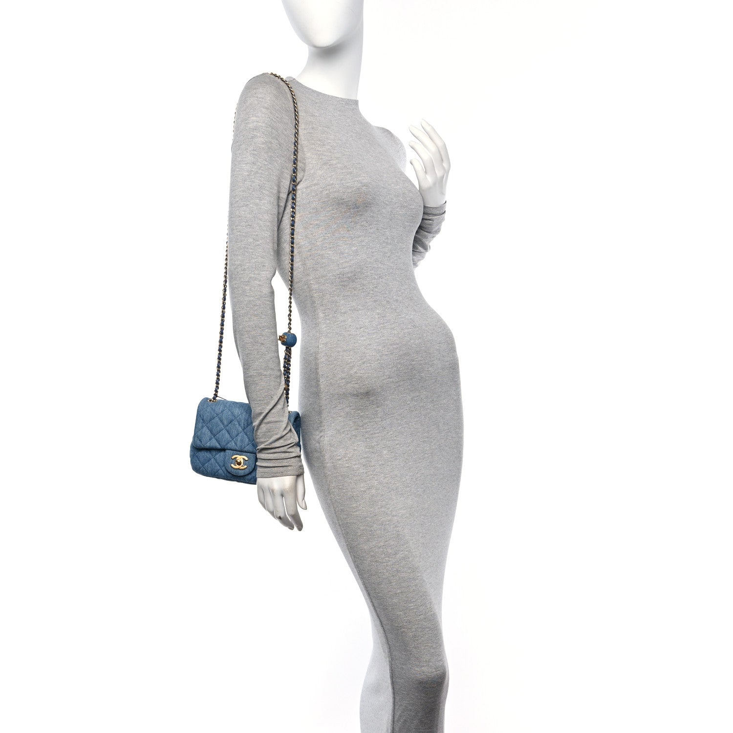 Chanel Denim Quilted Mini Pearl Crush Flap Blue 2 of 11