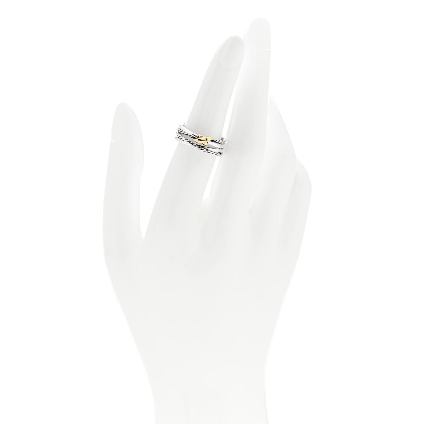 Sterling Silver 18K Yellow Gold 6mm X Crossover Ring 52 6