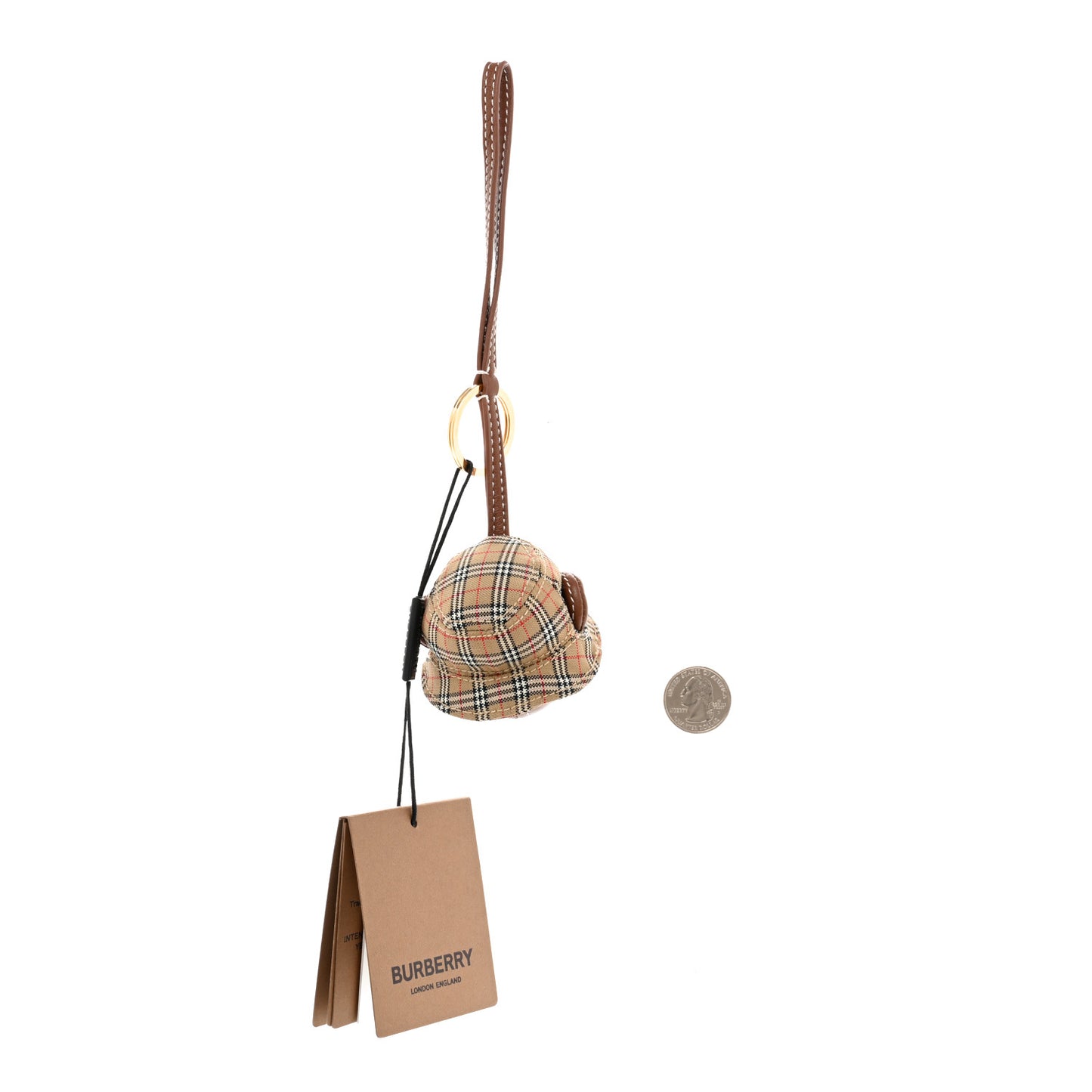 Cashmere Vintage Check Thomas Head Teddy Bear Keychain Charm Archive Beige