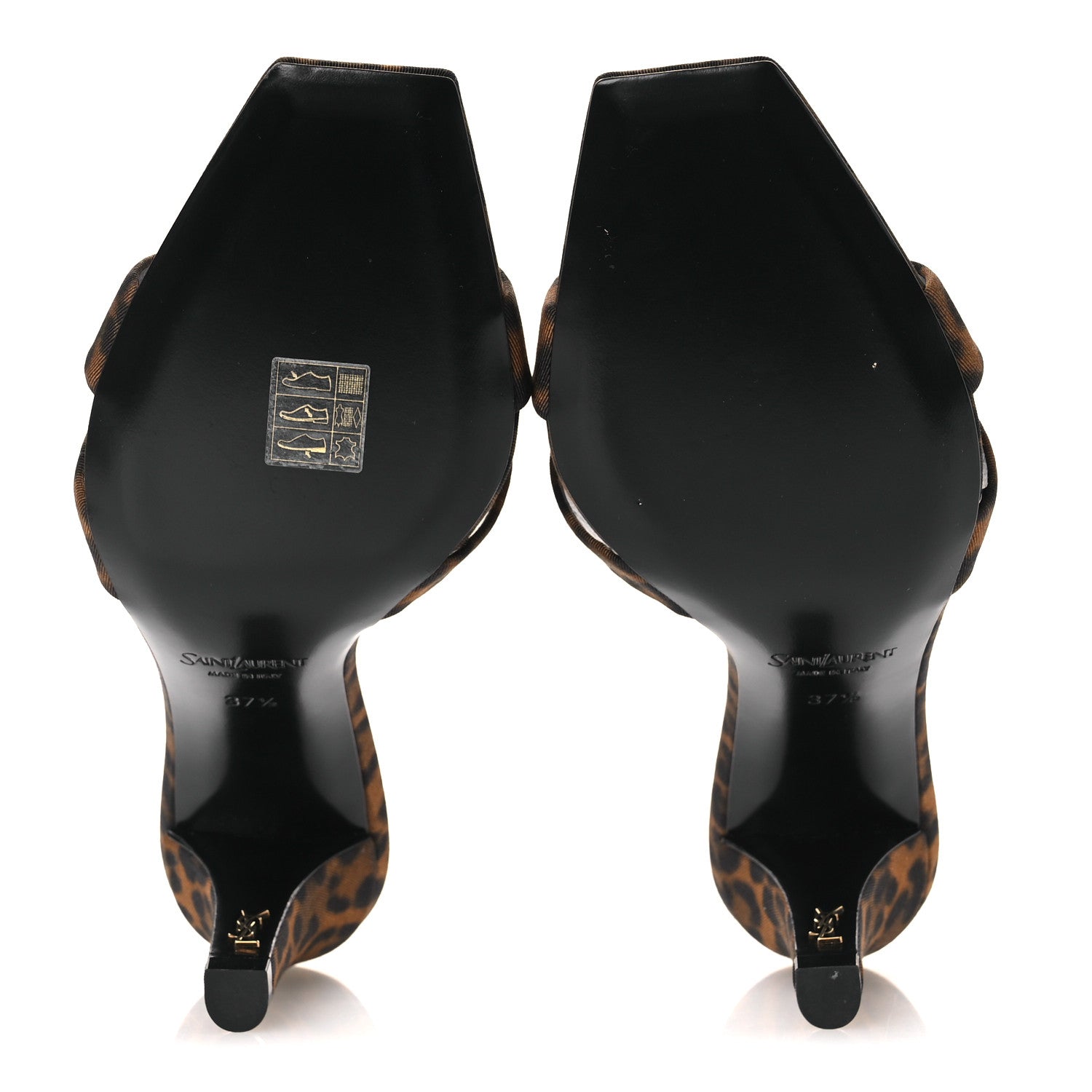 Saint Laurent Grossgrain Leopard Print Jill Mules 37.5 Brown 7 of 11