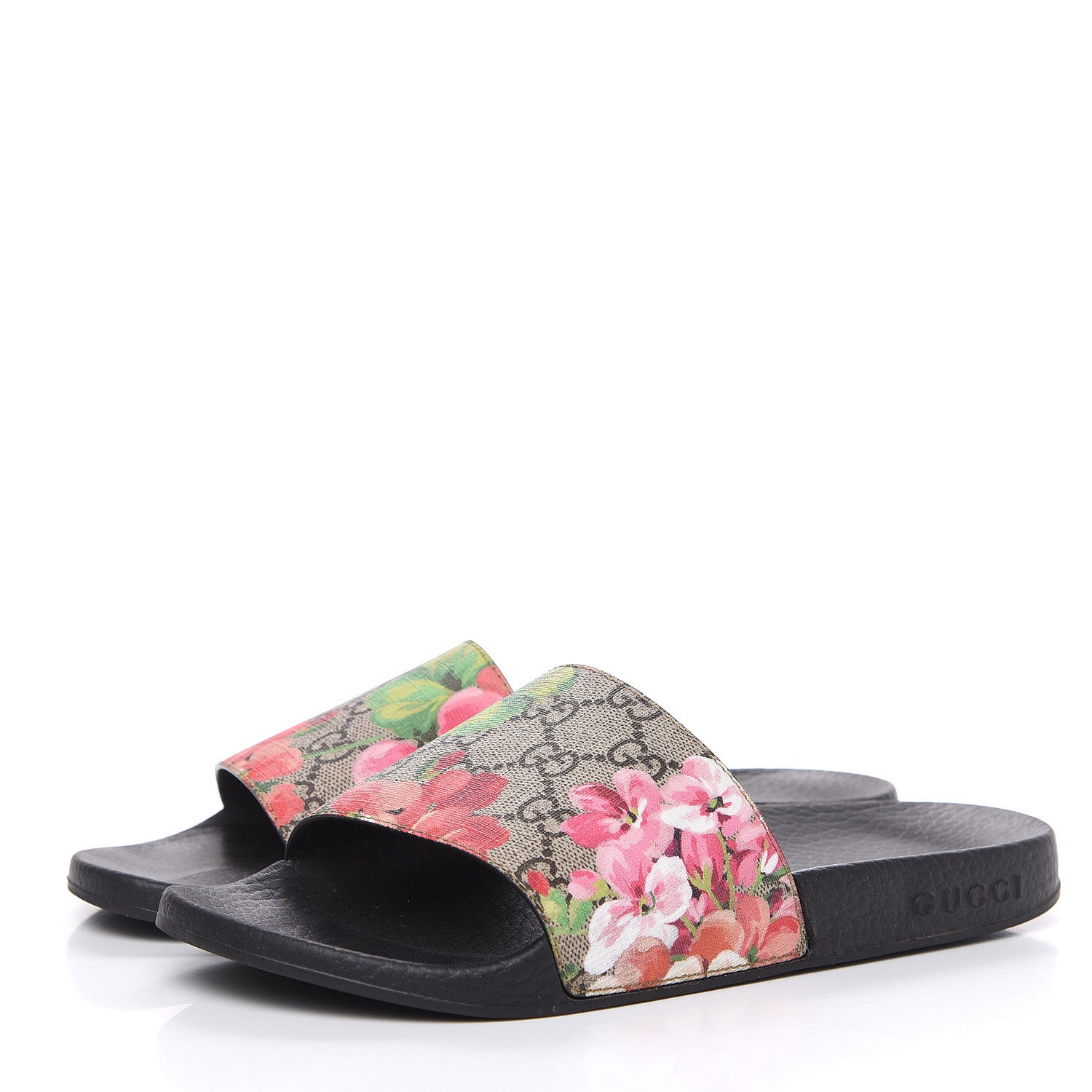 Gucci GG Supreme Monogram Blooms Slide Sandals 38 Beige Multicolor 3 of 8